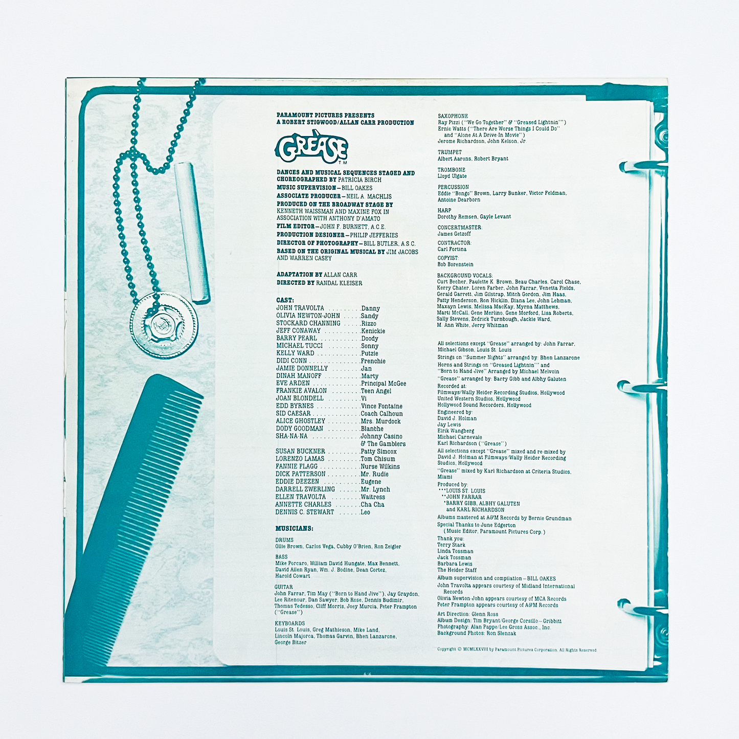 ORIGINAL MOVIE SOUNDTRACK "GREASE" - 1978